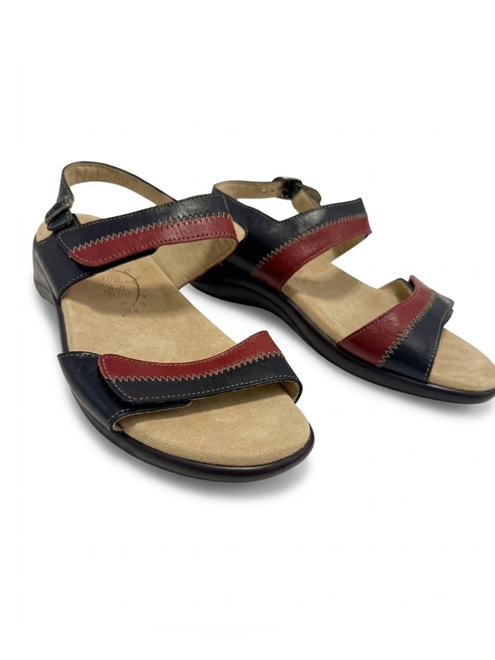 SAS Nudu Heel Two Toned Leather Strap Sandal Size 9.5